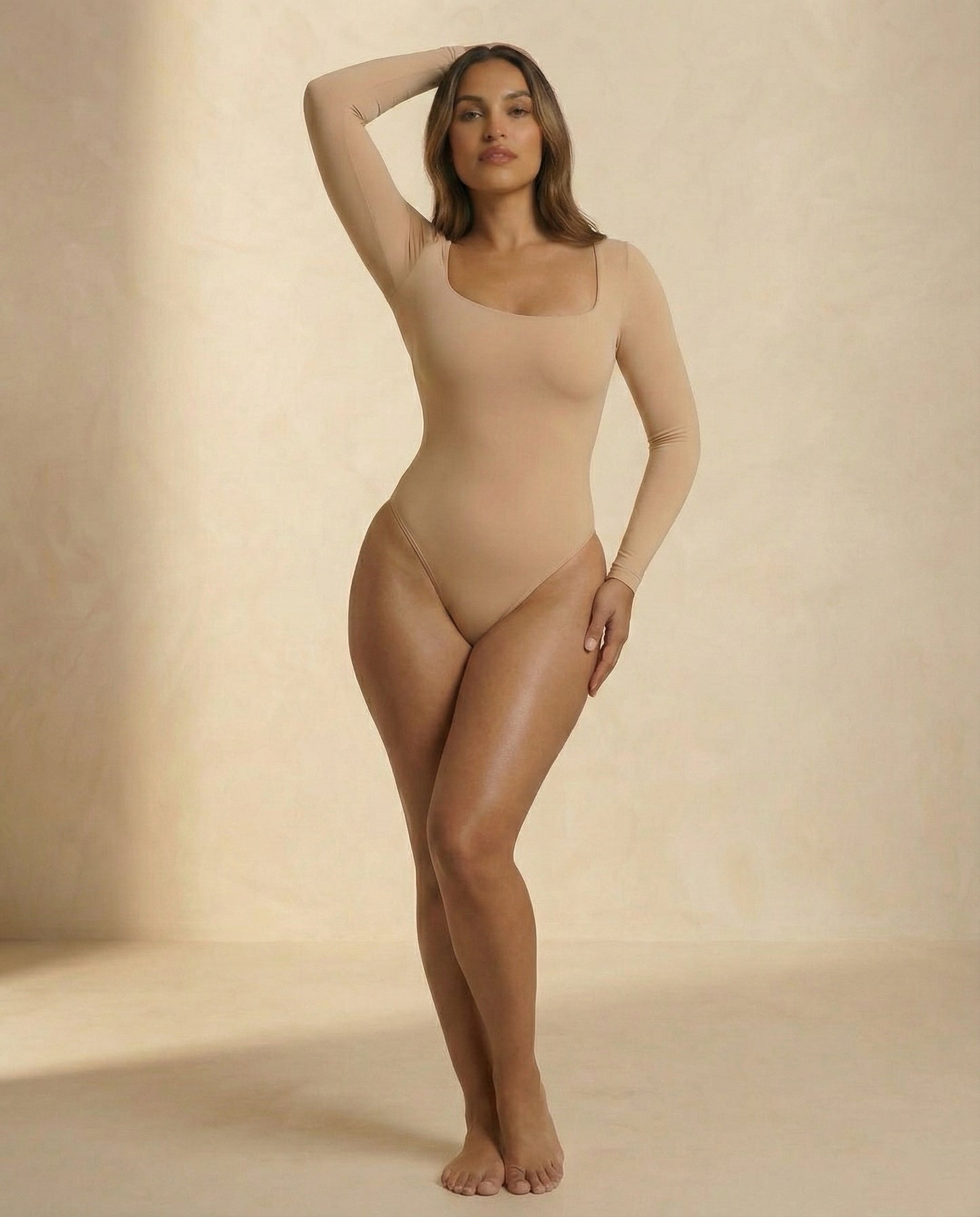 Full Size Scoop Neck Long Sleeve Bodysuit